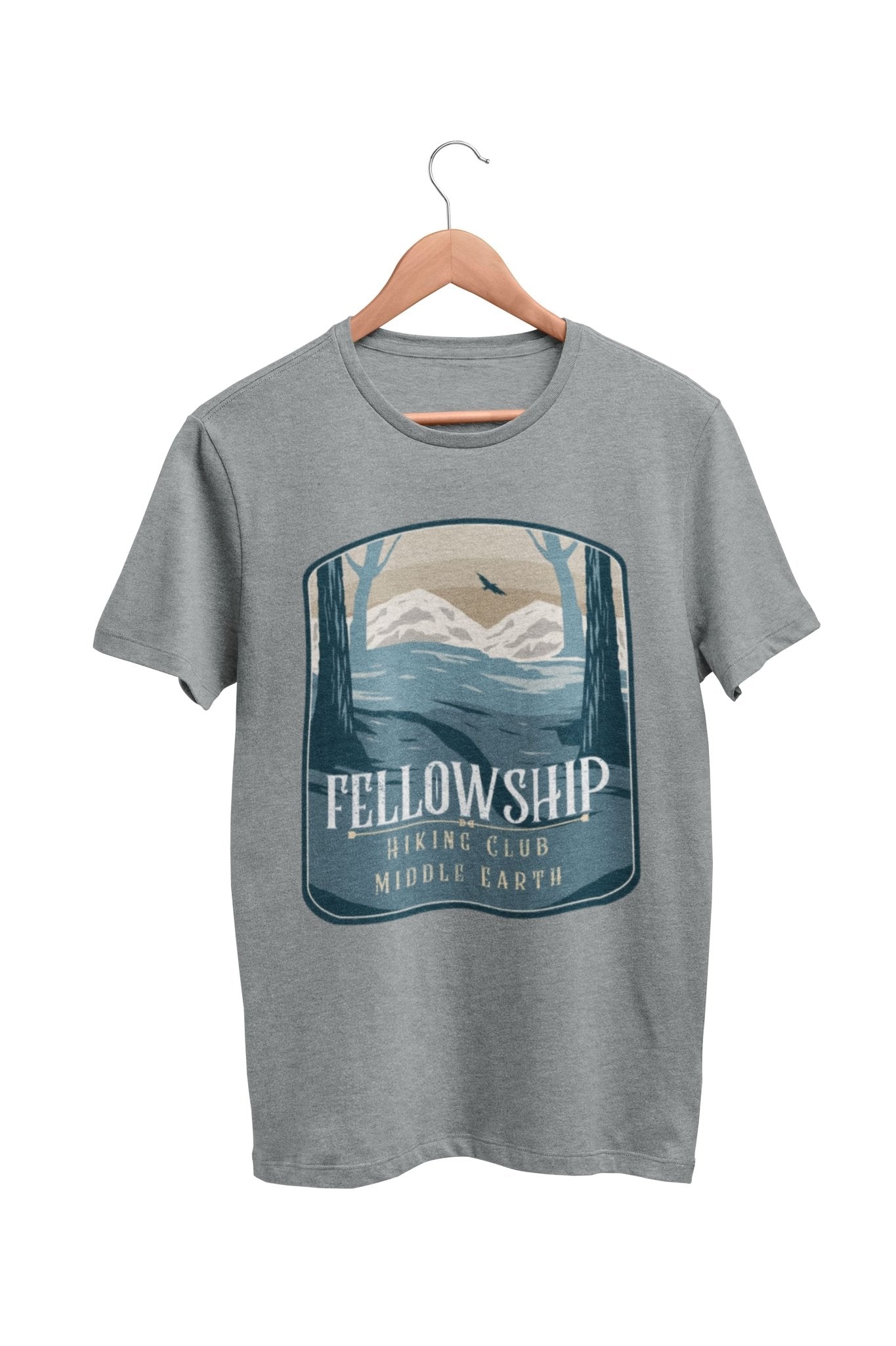 Fellowship Hiking Club T Shirt for book film tv fan rings of the lord Galaxy Tees