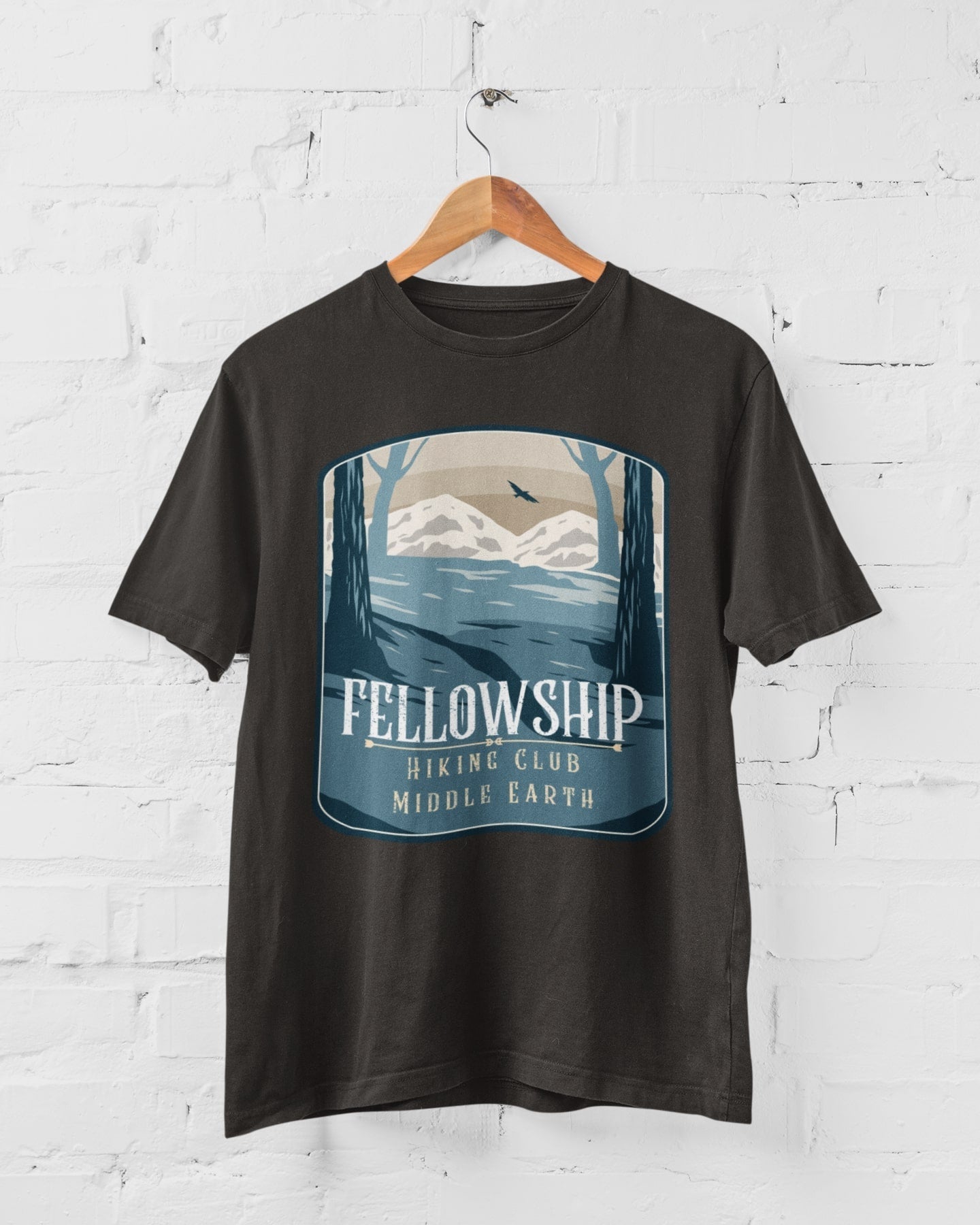 Fellowship Hiking Club T Shirt for book film tv fan rings of the lord Galaxy Tees