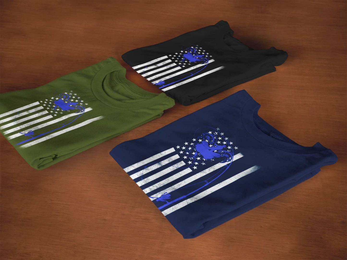 Fishing T Shirt American Flag USA Rod and Reel Design Gift For FishermGalaxy Tees