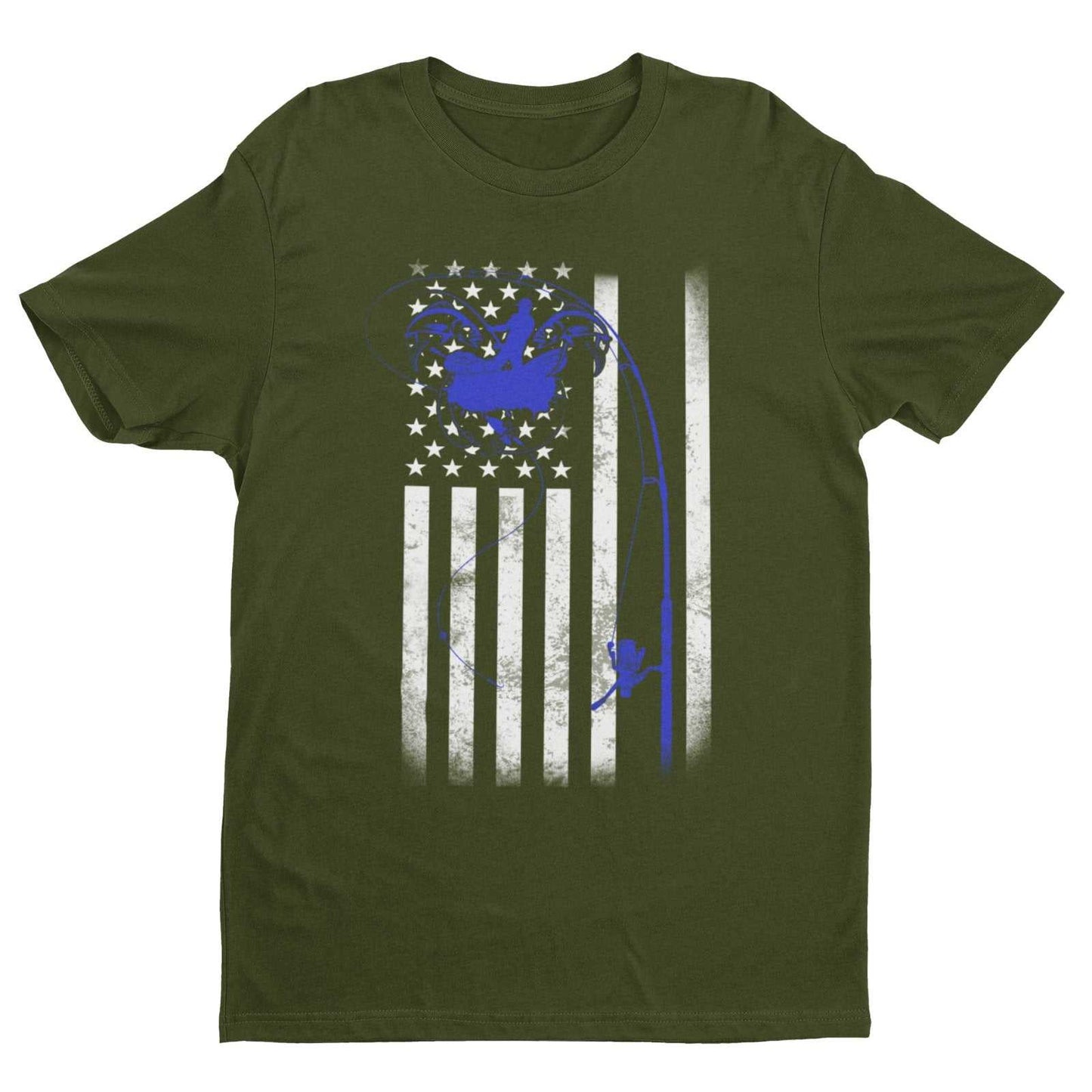 Fishing T Shirt American Flag USA Rod and Reel Design Gift For FishermGalaxy Tees