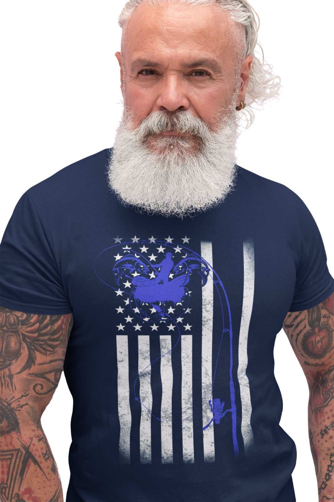 Fishing T Shirt American Flag USA Rod and Reel Design Gift For FishermGalaxy Tees