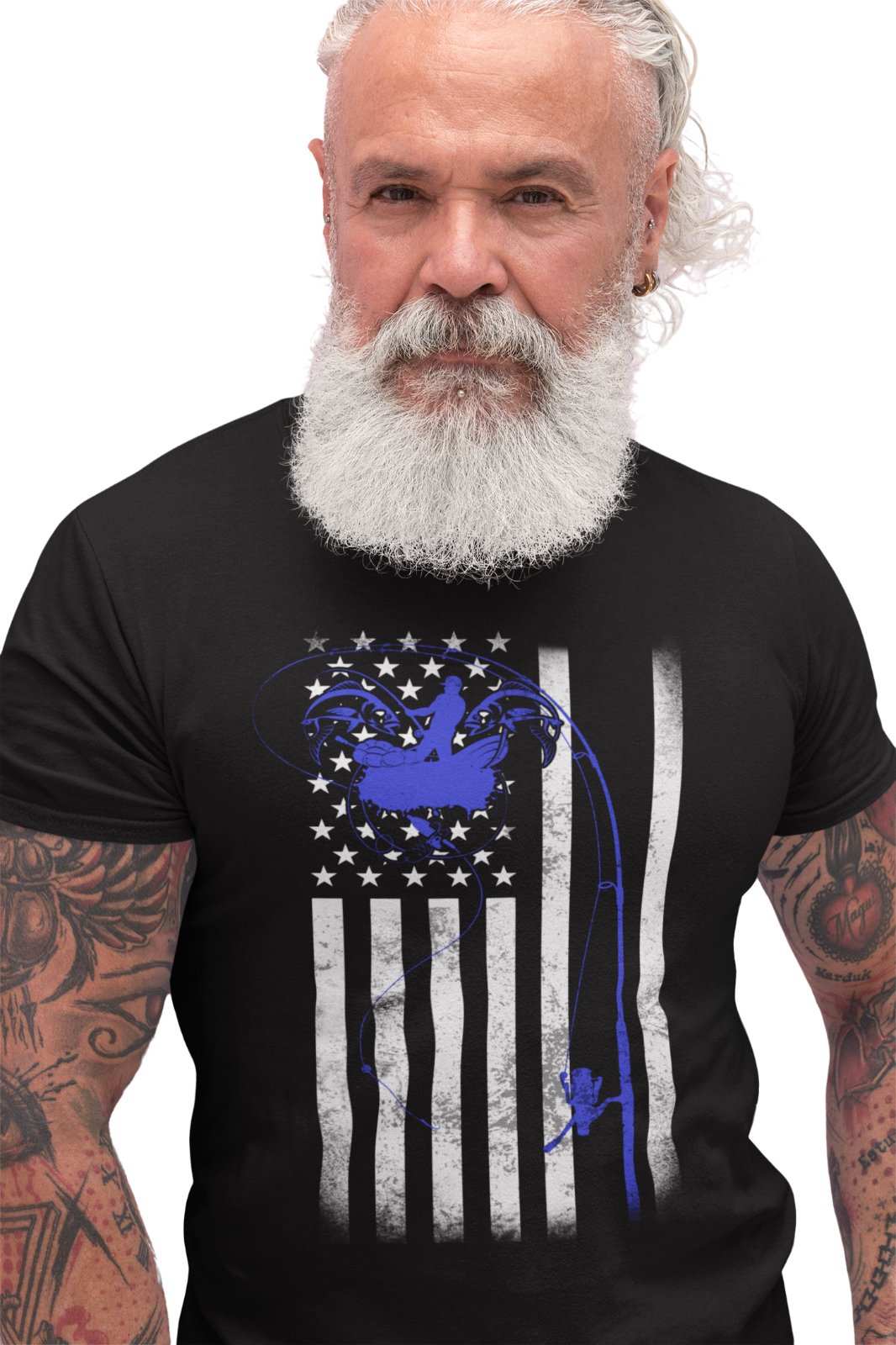 Fishing T Shirt American Flag USA Rod and Reel Design Gift For FishermGalaxy Tees