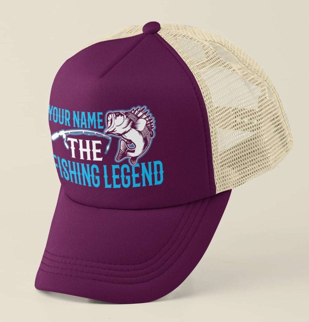 Novelty Personalised Fishing Baseball Trucker Cap ANY NAME The Fishing Legend