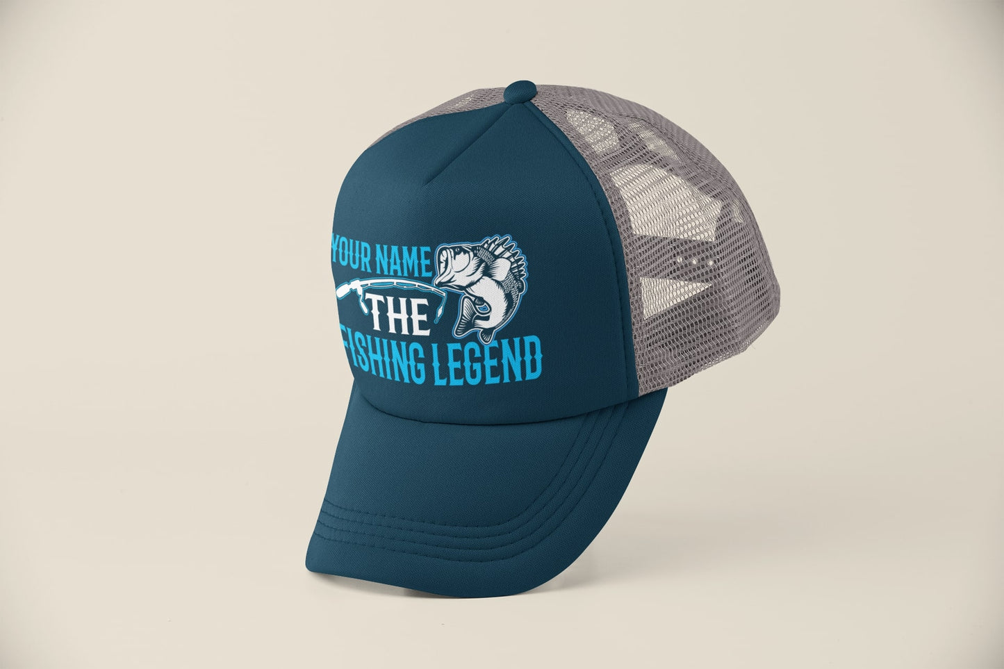 Novelty Personalised Fishing Baseball Trucker Cap ANY NAME The Fishing Legend