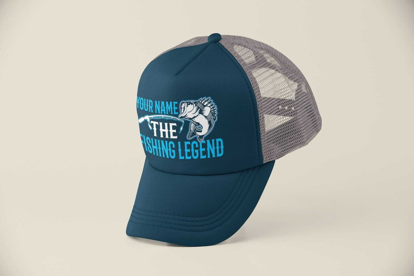 Novelty Personalised Fishing Baseball Trucker Cap ANY NAME The Fishing Legend