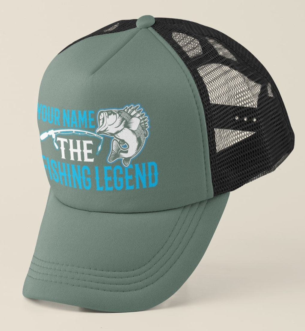 Novelty Personalised Fishing Baseball Trucker Cap ANY NAME The Fishing Legend