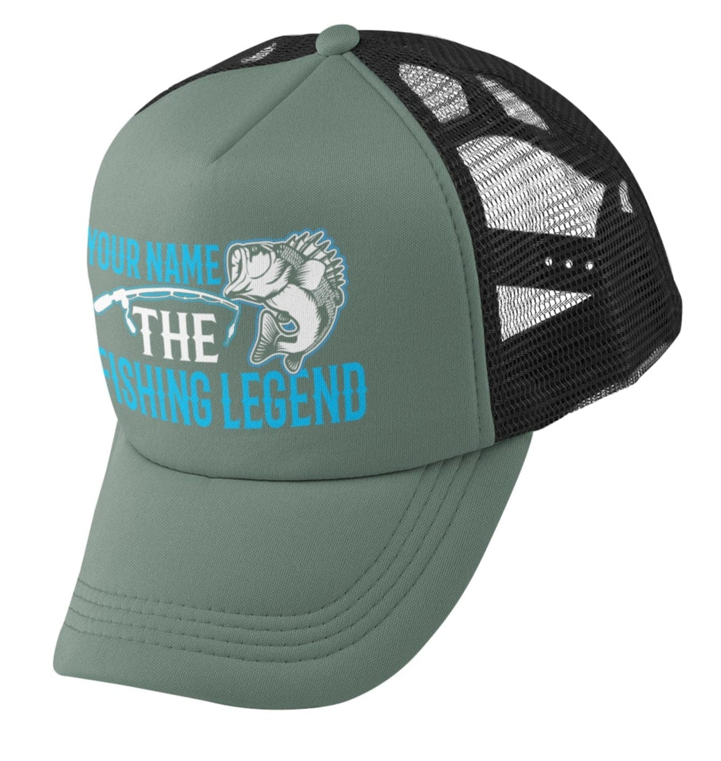 Novelty Personalised Fishing Baseball Trucker Cap ANY NAME The Fishing Legend
