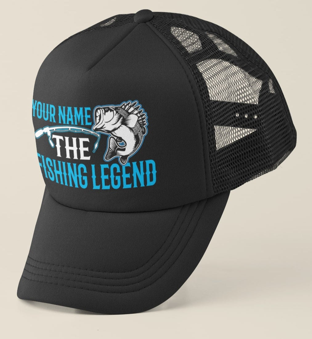 Novelty Personalised Fishing Baseball Trucker Cap ANY NAME The Fishing Legend