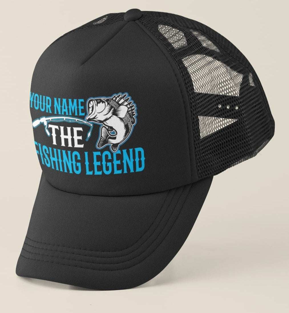Novelty Personalised Fishing Baseball Trucker Cap ANY NAME The Fishing Legend