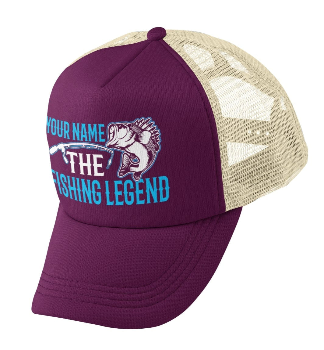 Novelty Personalised Fishing Baseball Trucker Cap ANY NAME The Fishing Legend