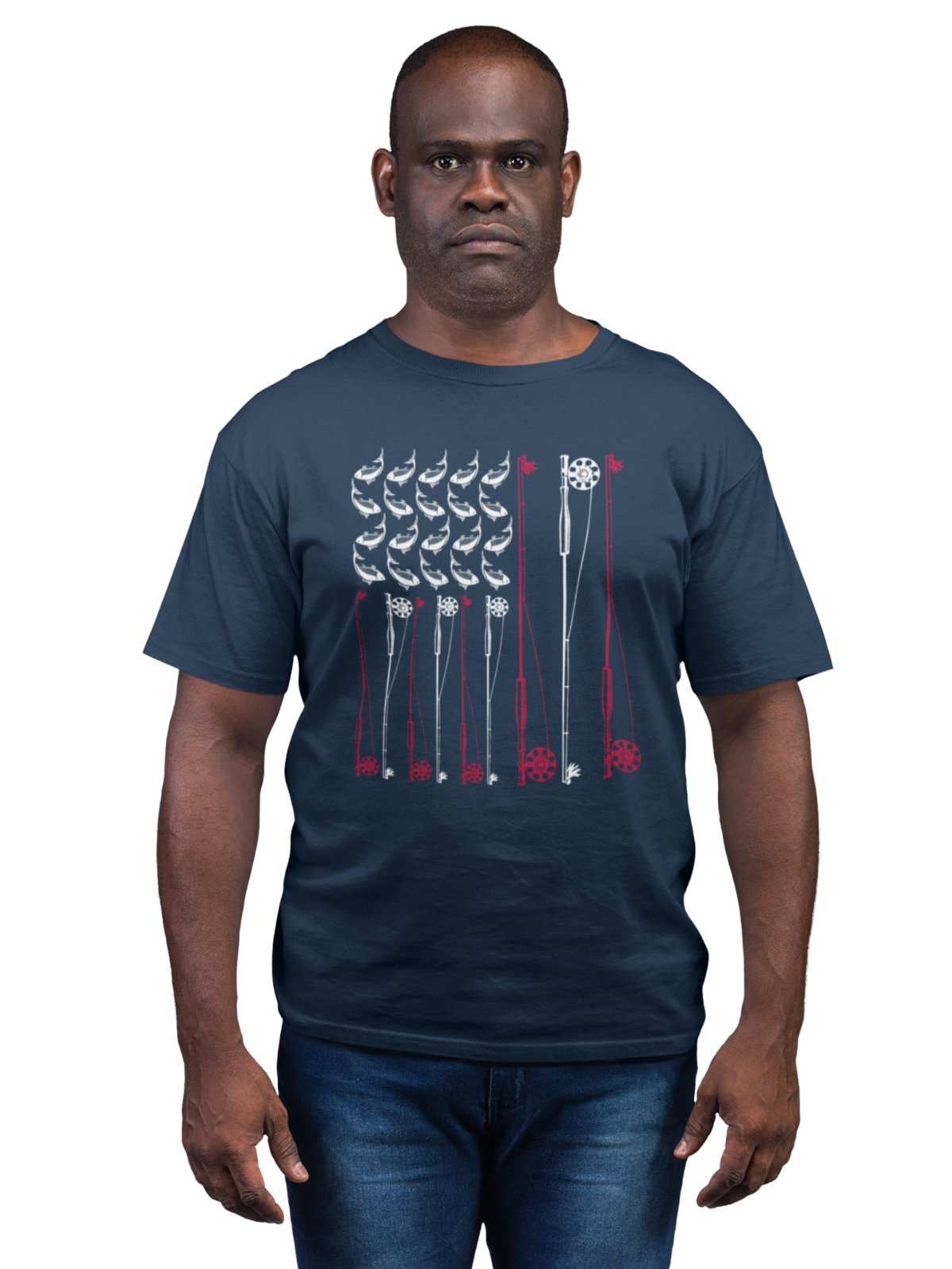 Fly Fishing T Shirt American Flag USA Rod and Reel Design Gift For FisGalaxy Tees