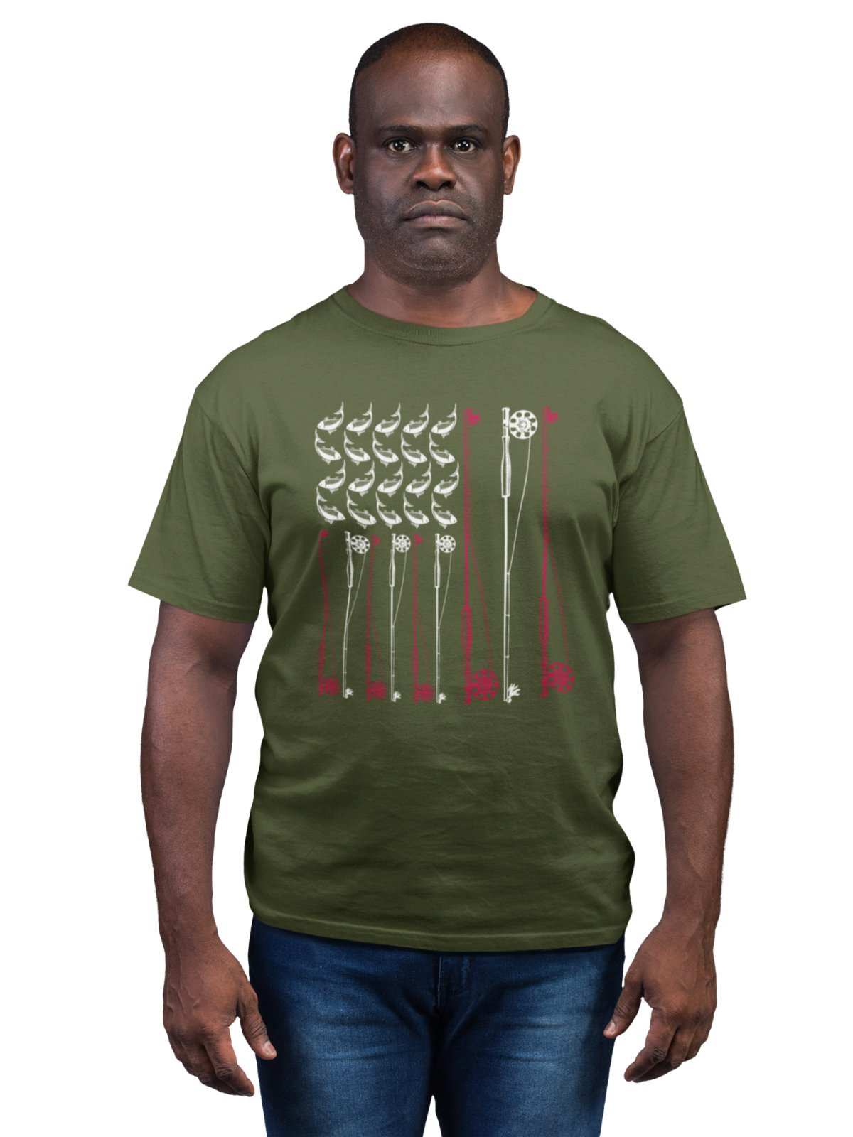 Fly Fishing T Shirt American Flag USA Rod and Reel Design Gift For FisGalaxy Tees