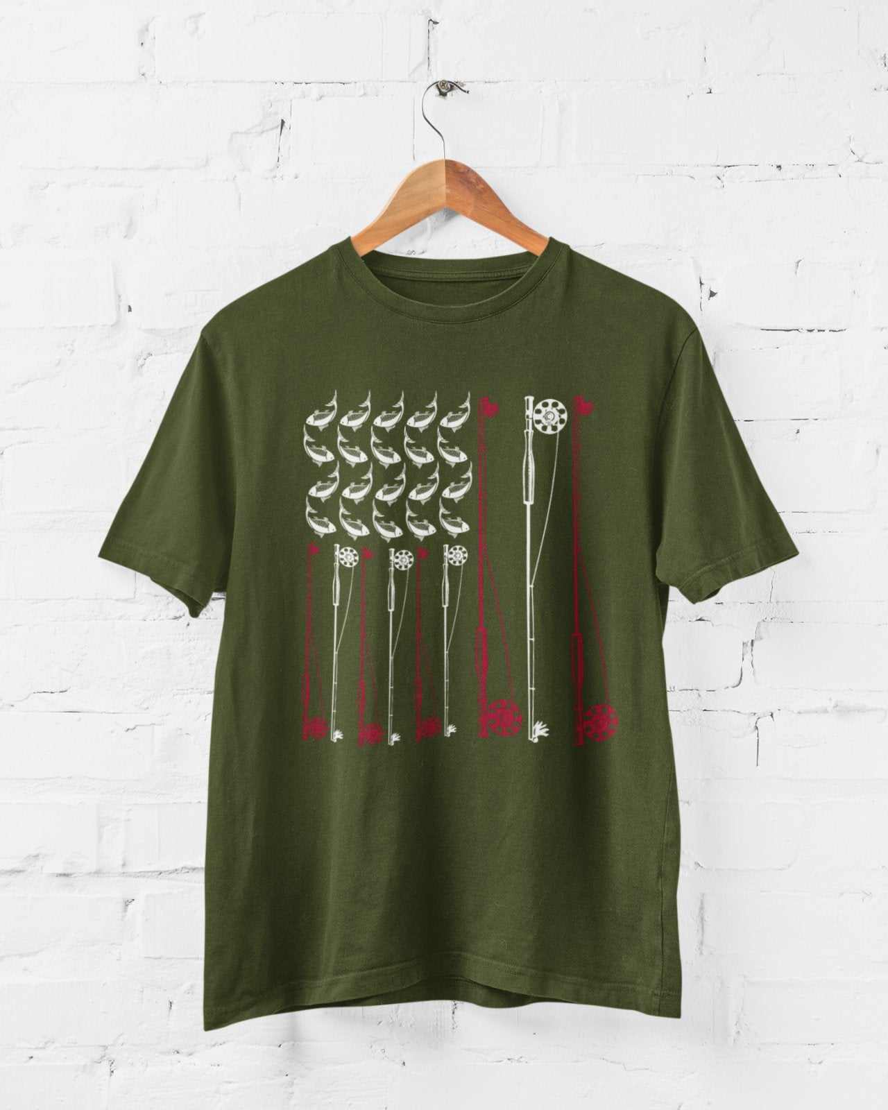 Fly Fishing T Shirt American Flag USA Rod and Reel Design Gift For FisGalaxy Tees