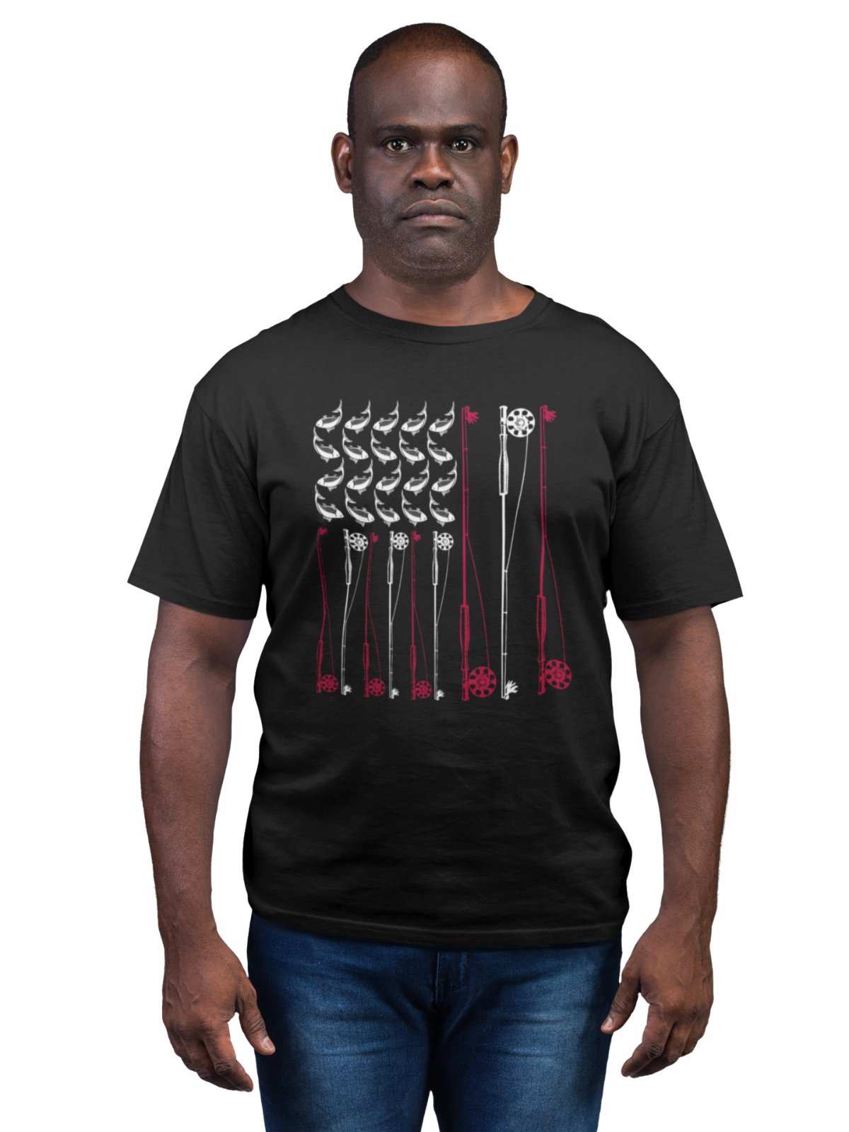 Fly Fishing T Shirt American Flag USA Rod and Reel Design Gift For FisGalaxy Tees