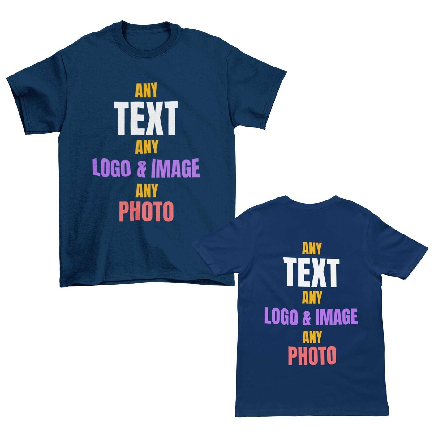 Front & Back KIDS PERSONALISED CUSTOM PRINTED Any Text / Image / DesigGalaxy Tees