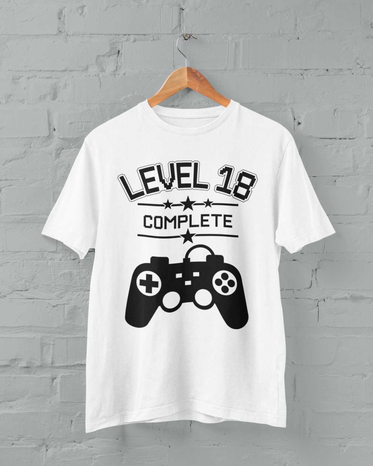 Funny 18th Birthday T Shirt Level 18 Complete Gamer Themed Gift Idea GGalaxy Tees
