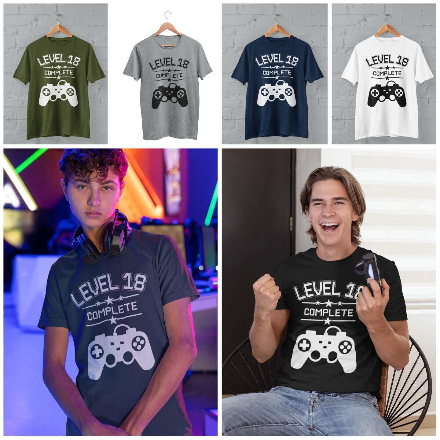 Funny 18th Birthday T Shirt Level 18 Complete Gamer Themed Gift Idea GGalaxy Tees