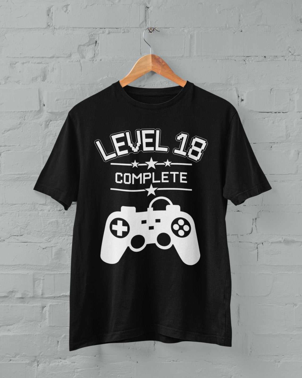 Funny 18th Birthday T Shirt Level 18 Complete Gamer Themed Gift Idea GGalaxy Tees