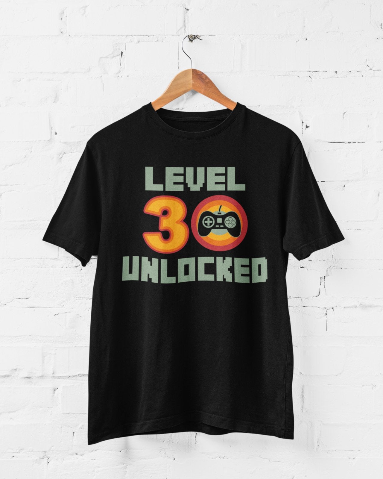 Funny 30th Birthday T Shirt Level 30 Unlocked Gamer Themed Gift Idea GGalaxy Tees