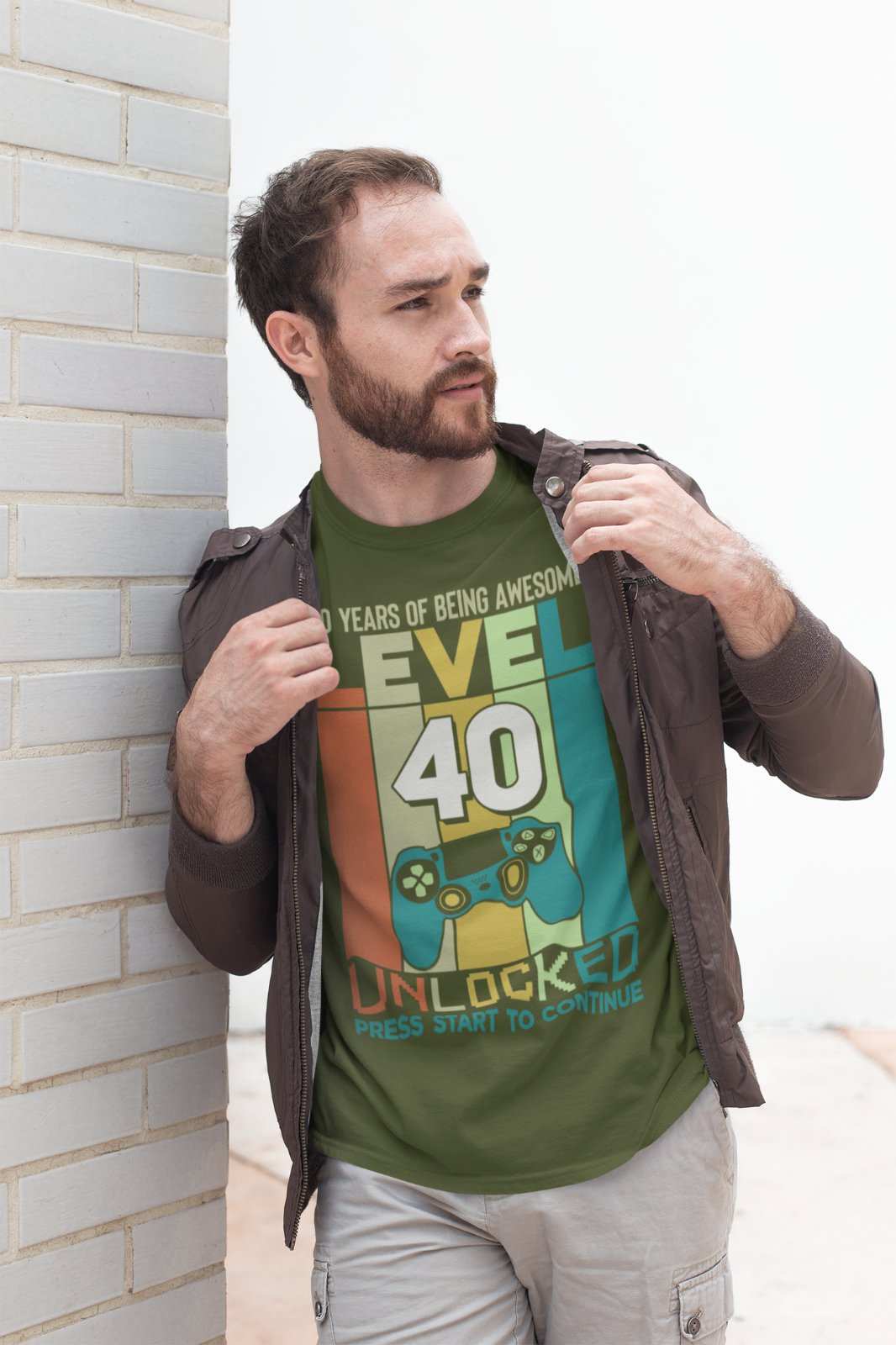 Funny 40th Birthday T Shirt Level 40 Unlocked Gaming Theme Gamer Gift Galaxy Tees