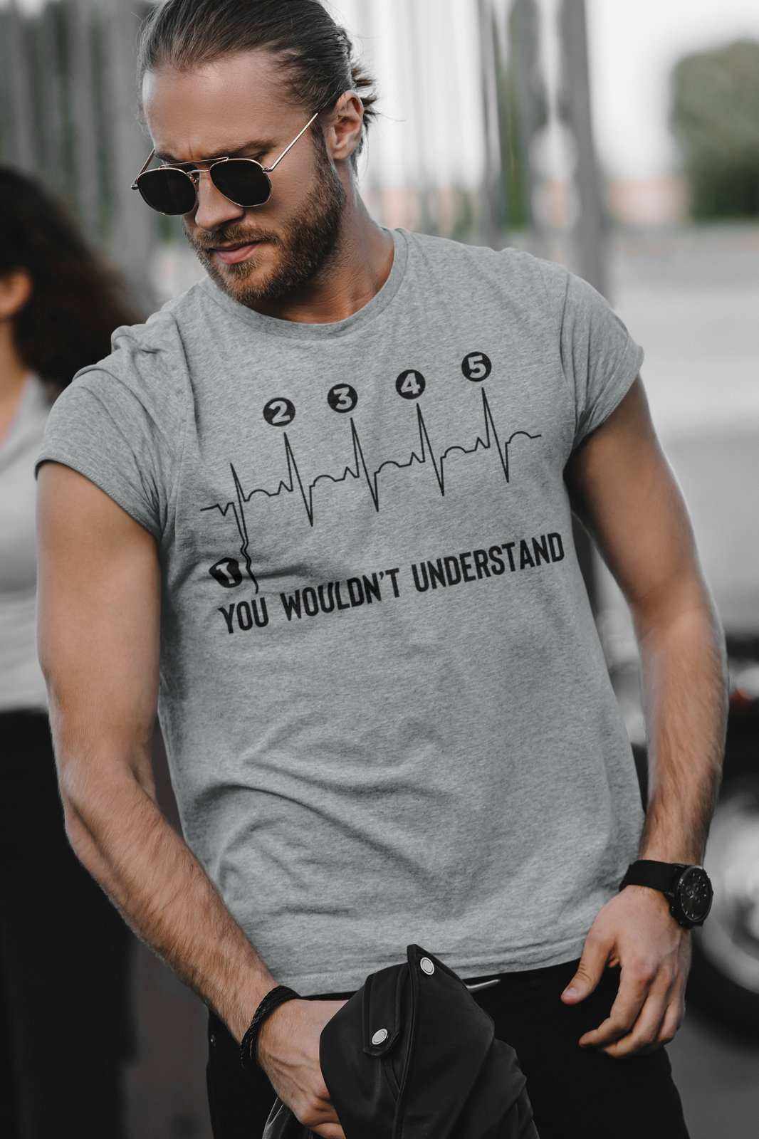Funny Biker T Shirt Gearshift Heartbeat One Down 4 Up Motorcycle MotorGalaxy Tees
