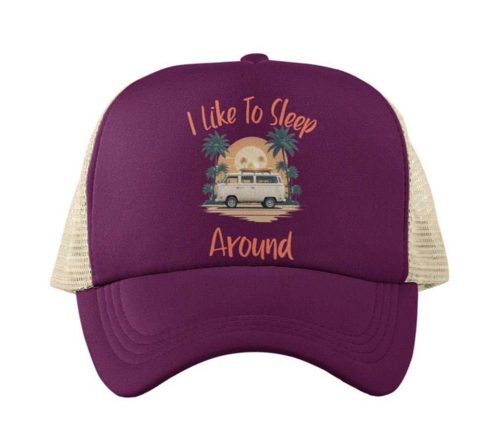 Funny Campervan Trucker Cap I Like To Sleep Around Camper Van Camping Galaxy Tees