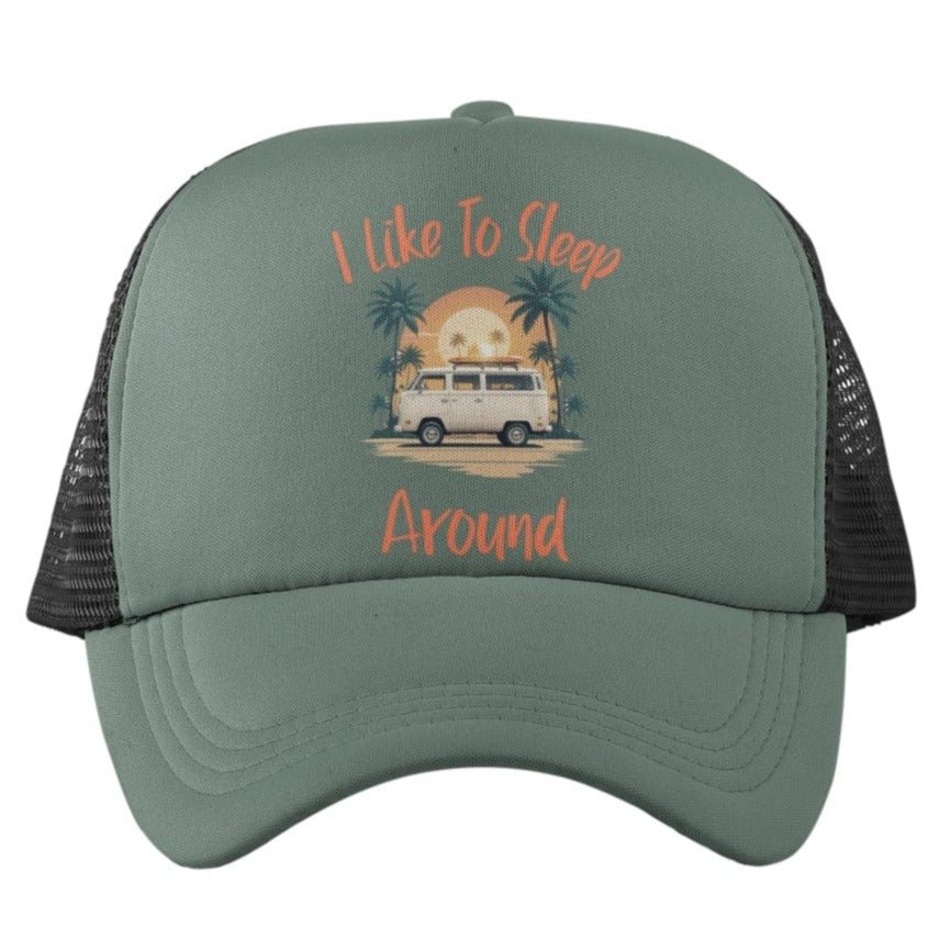 Funny Campervan Trucker Cap I Like To Sleep Around Camper Van Camping Galaxy Tees