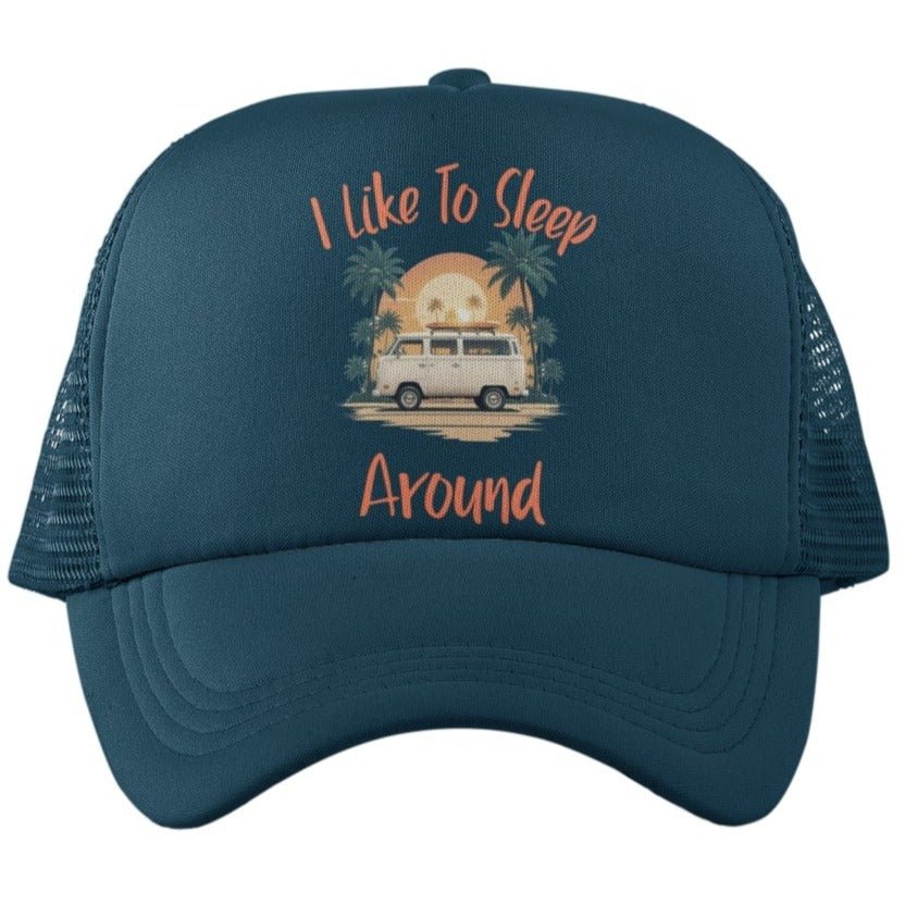 Funny Campervan Trucker Cap I Like To Sleep Around Camper Van Camping Galaxy Tees