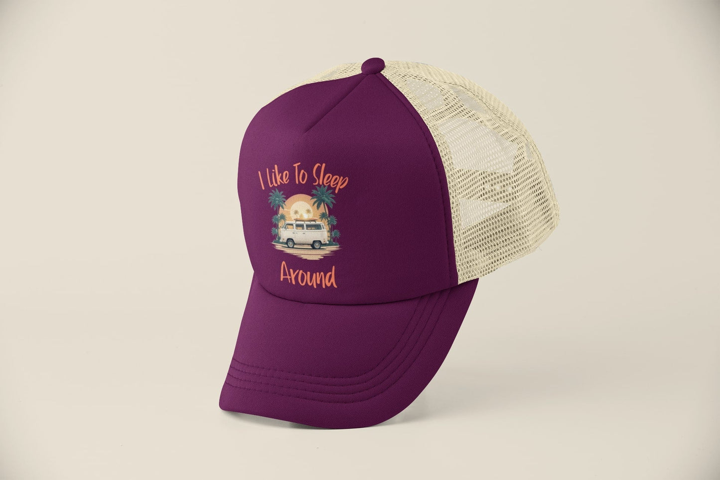 Funny Campervan Trucker Cap I Like To Sleep Around Camper Van Camping Galaxy Tees