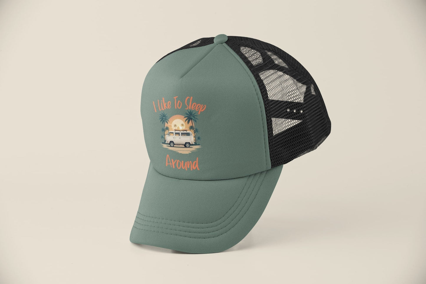 Funny Campervan Trucker Cap I Like To Sleep Around Camper Van Camping Galaxy Tees
