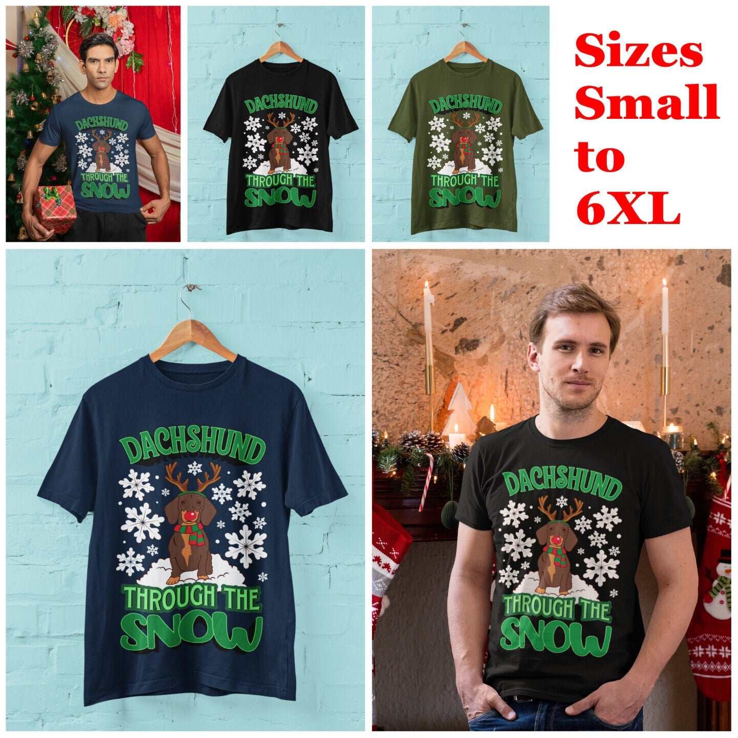 Funny Christmas Dachshund Through T Shirt The Snow Dashing Parody Dog