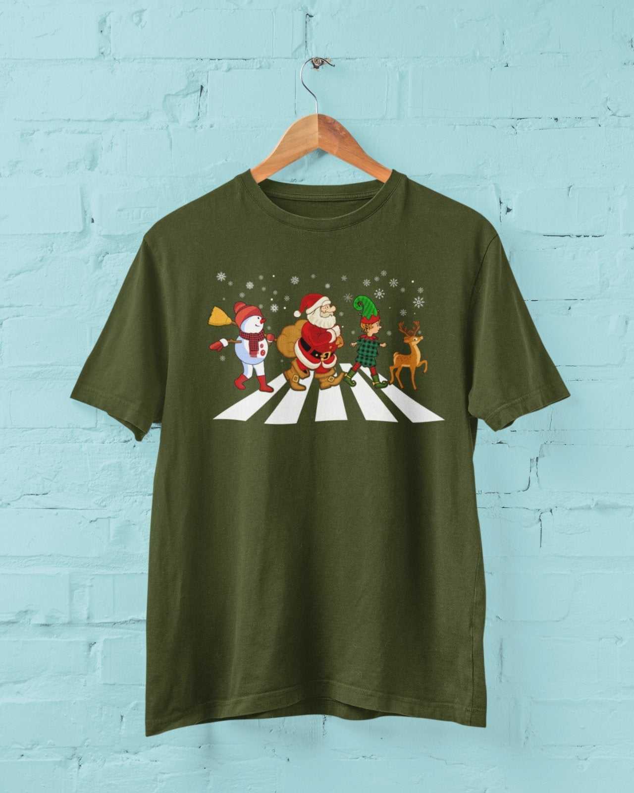Funny Christmas Road T Shirt Abbey Parody Santa Music XMas Crossing GGalaxy Tees