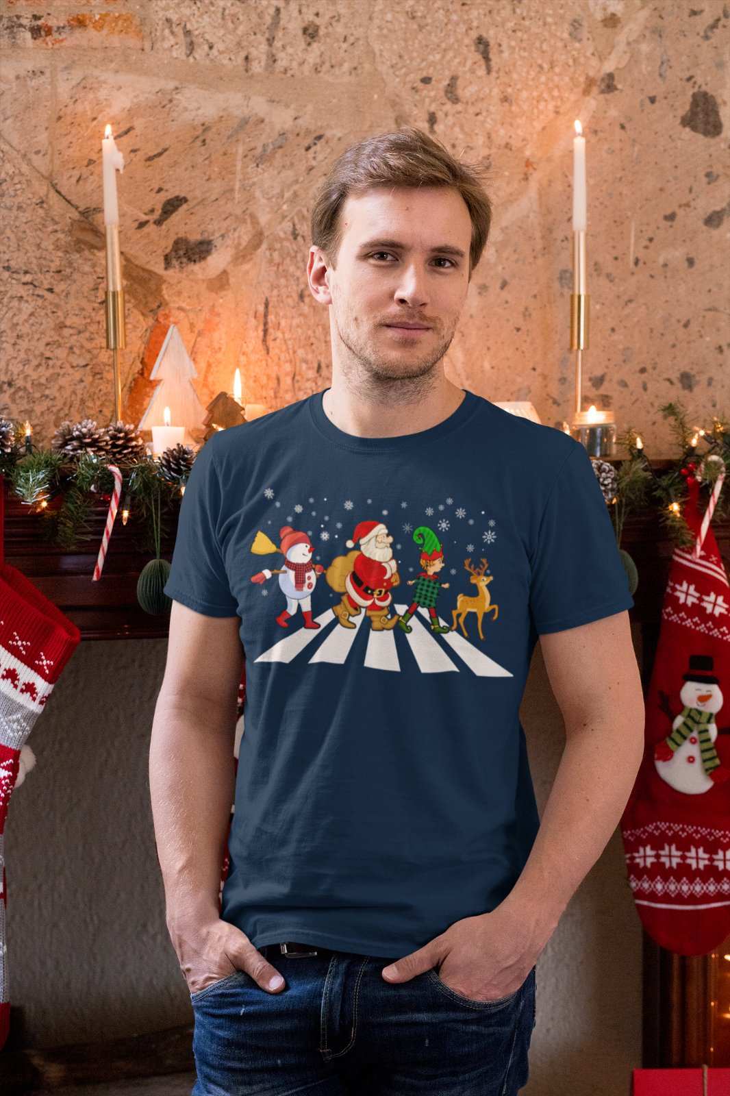 Funny Christmas Road T Shirt Abbey Parody Santa Music XMas Crossing GGalaxy Tees