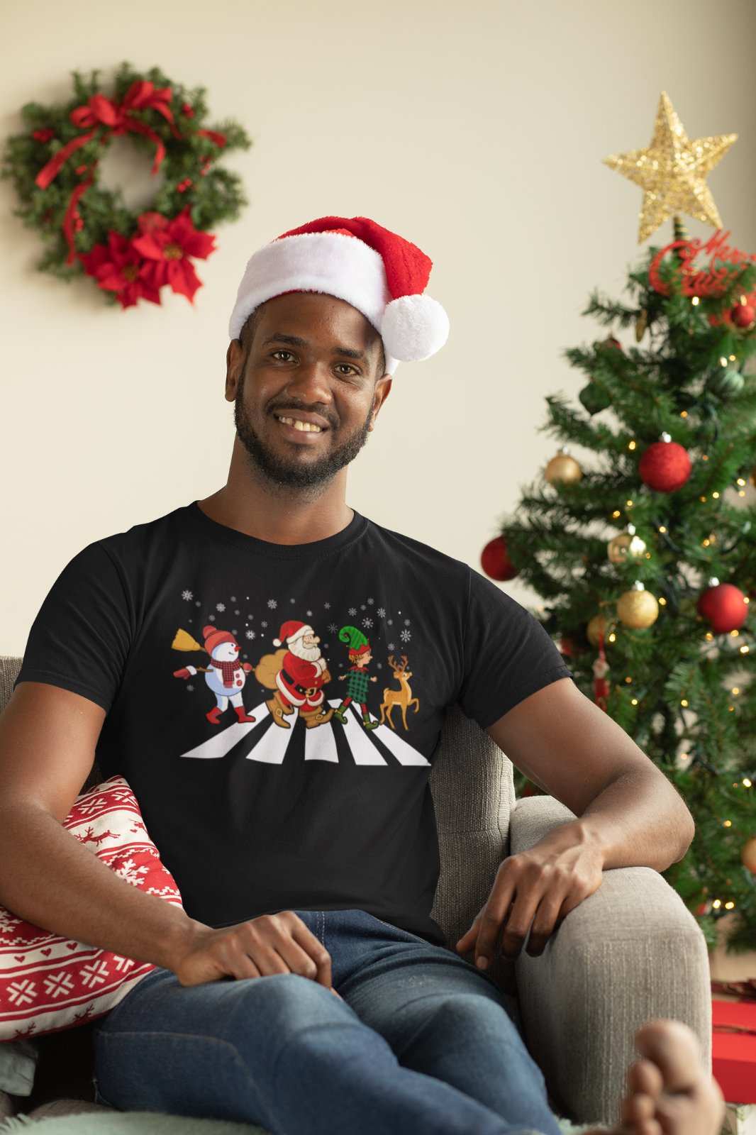 Funny Christmas Road T Shirt Abbey Parody Santa Music XMas Crossing GGalaxy Tees