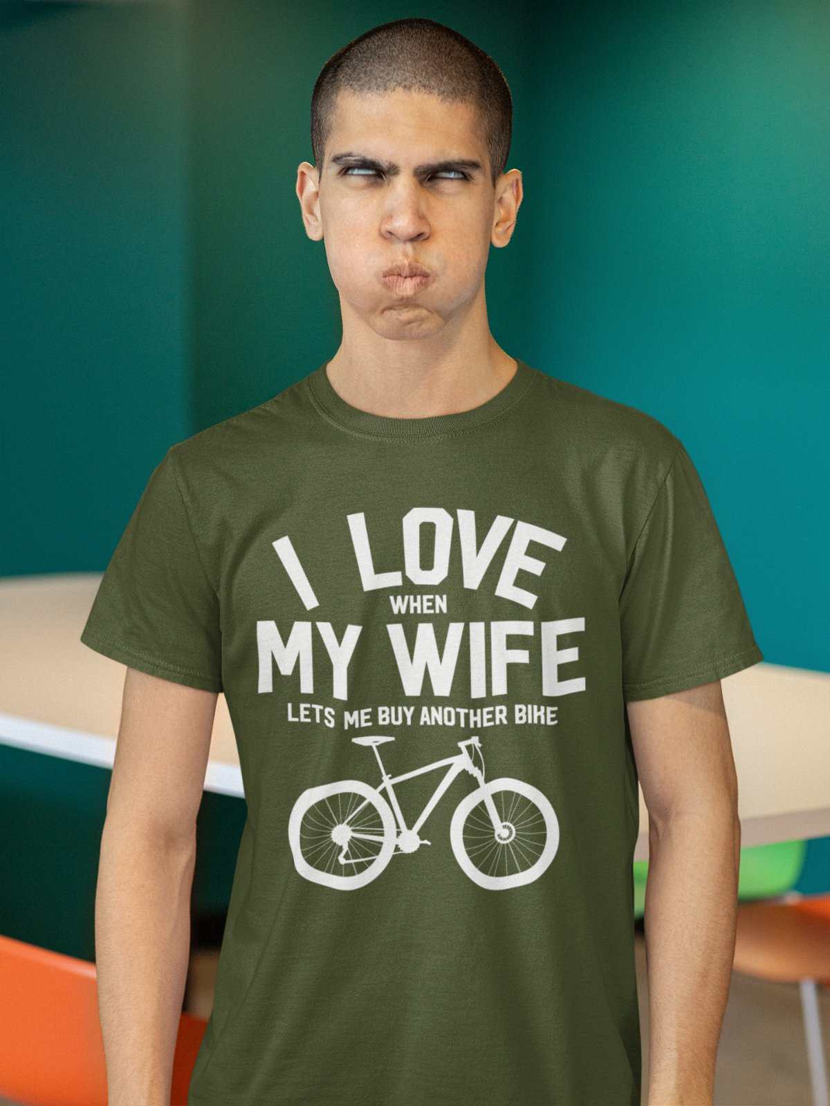 Funny Cycling T Shirt I Love When My Wife Lets Me Buy Another Bike DadGalaxy Tees