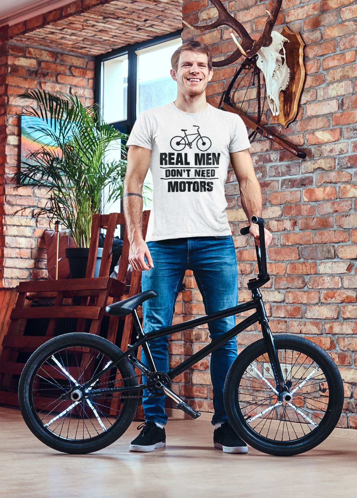 Funny Cycling T Shirt Real Men Don't Need Motors Cyclist Pedal Power GGalaxy Tees