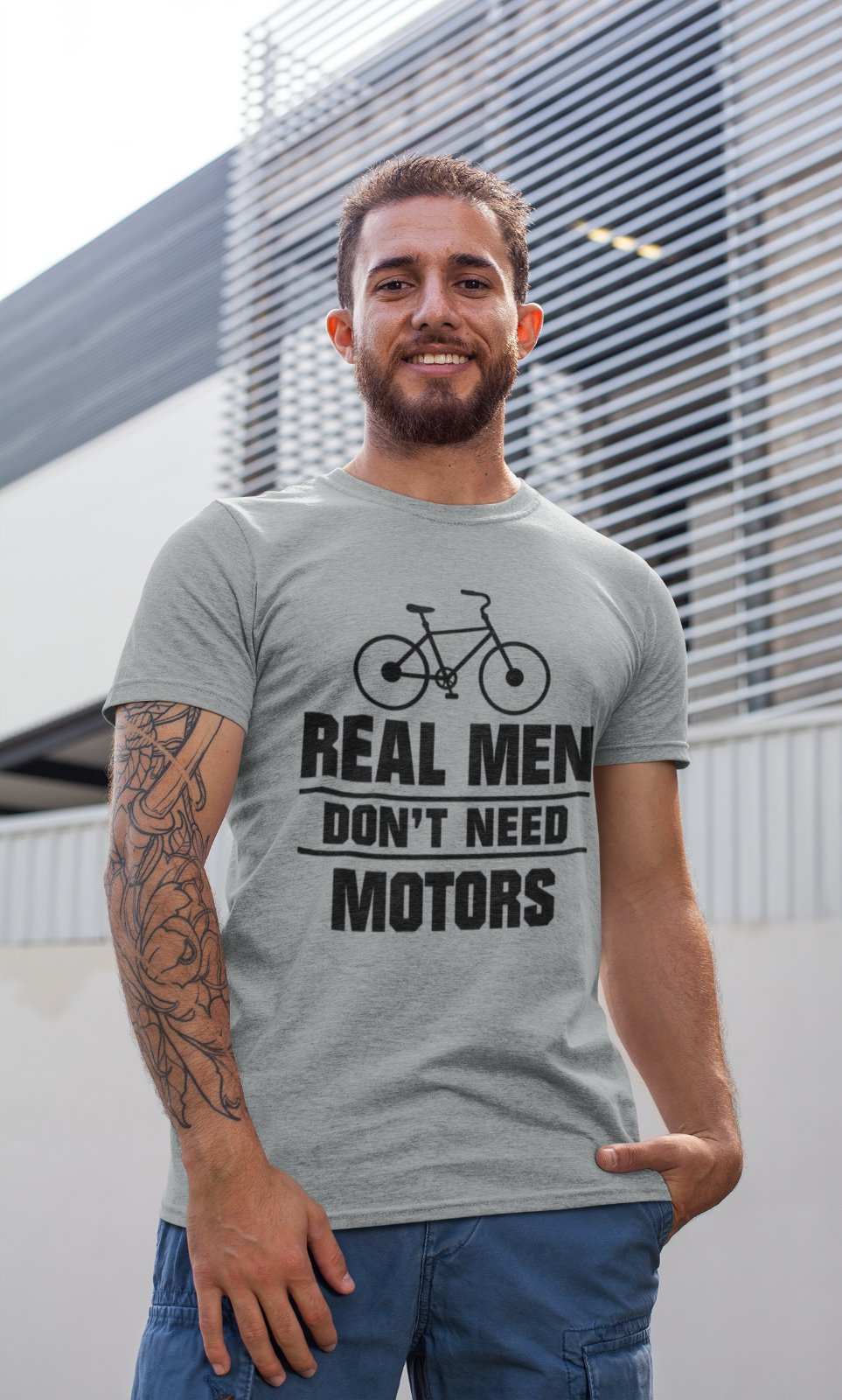 Funny Cycling T Shirt Real Men Don't Need Motors Cyclist Pedal Power GGalaxy Tees