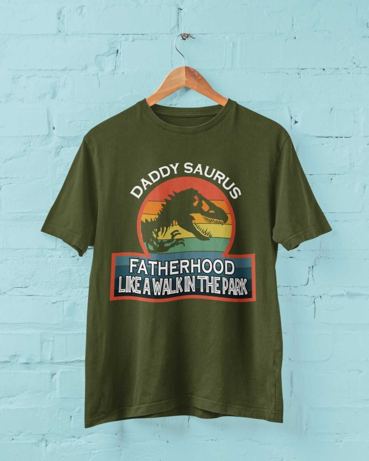 Funny Dad T Shirt Daddy Saurus T Rex Fatherhood Like A Walk In The ParGalaxy Tees