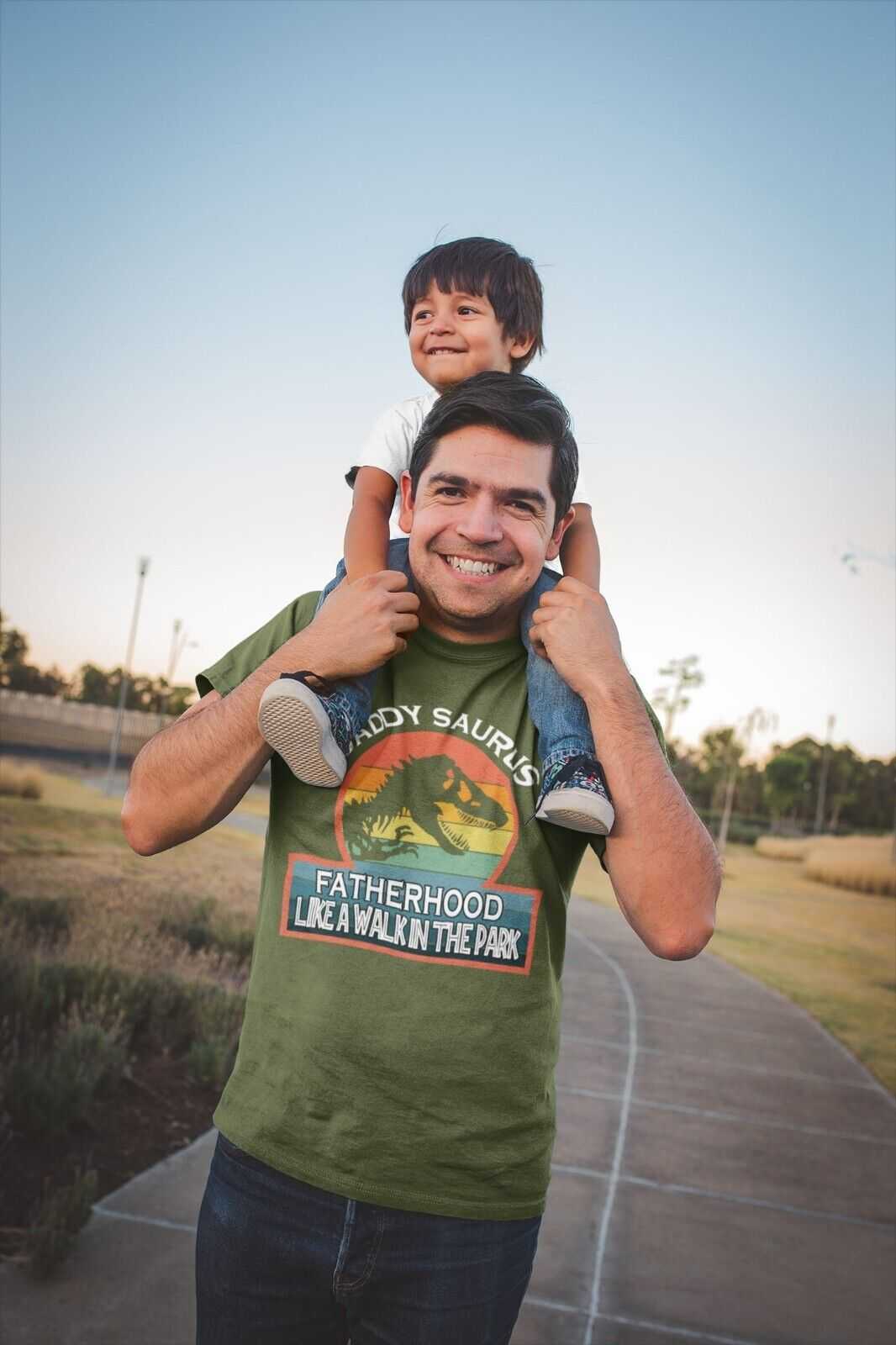 Funny Dad T Shirt Daddy Saurus T Rex Fatherhood Like A Walk In The ParGalaxy Tees