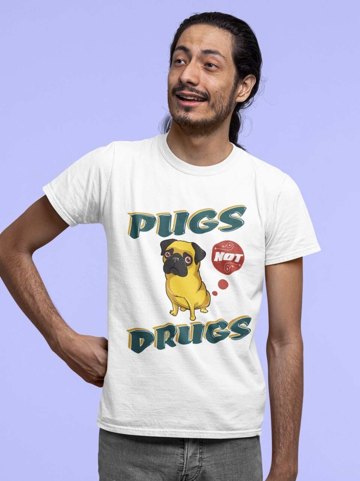 Funny Dog T Shirt PUGS NOT DRUGS joke novelty Recovery cute gift idea Galaxy Tees