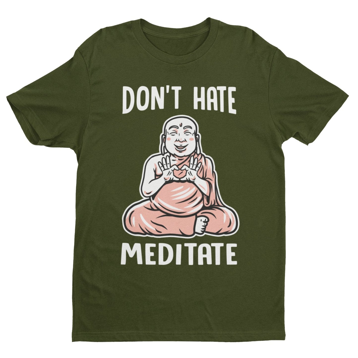 Funny Don't Hate Meditate T Shirt Buddah Yoga Mindfulness Wellness MedGalaxy Tees