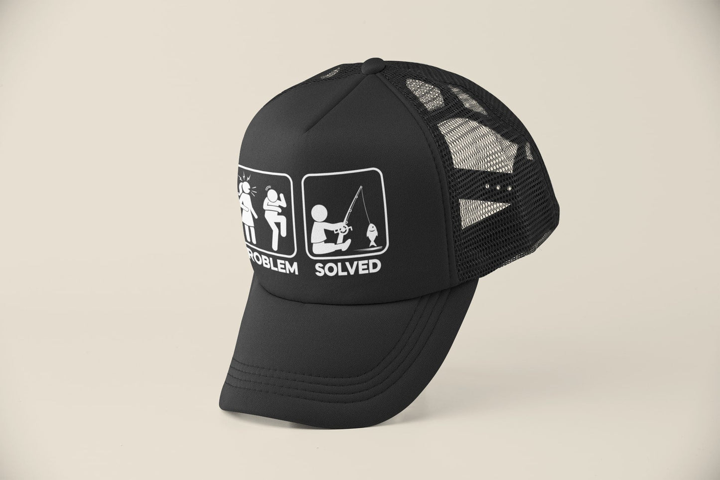 Funny Fishing Cap Problem Solved with nagging wife partner graphic TruGalaxy Tees