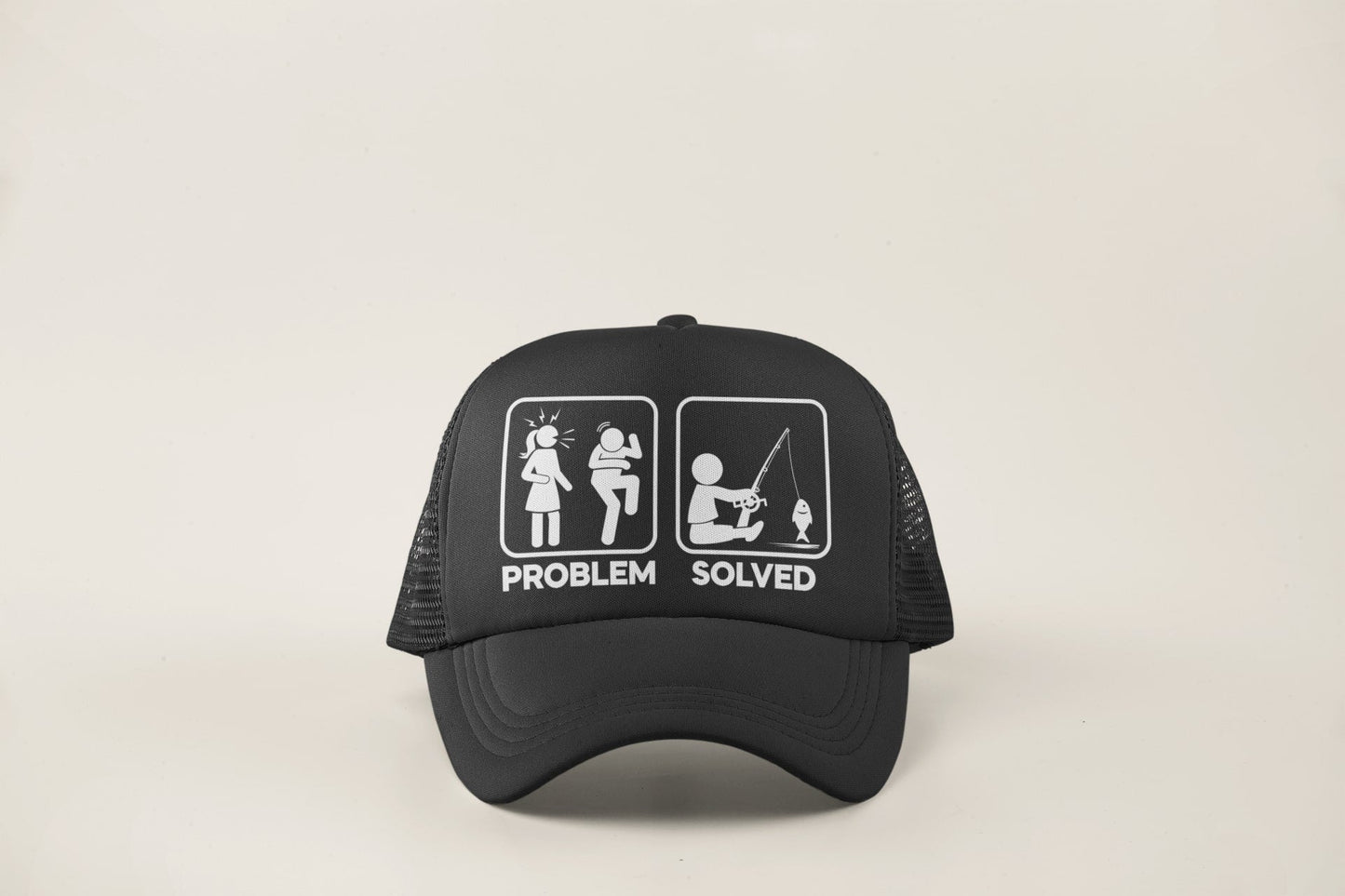 Funny Fishing Cap Problem Solved with nagging wife partner graphic TruGalaxy Tees