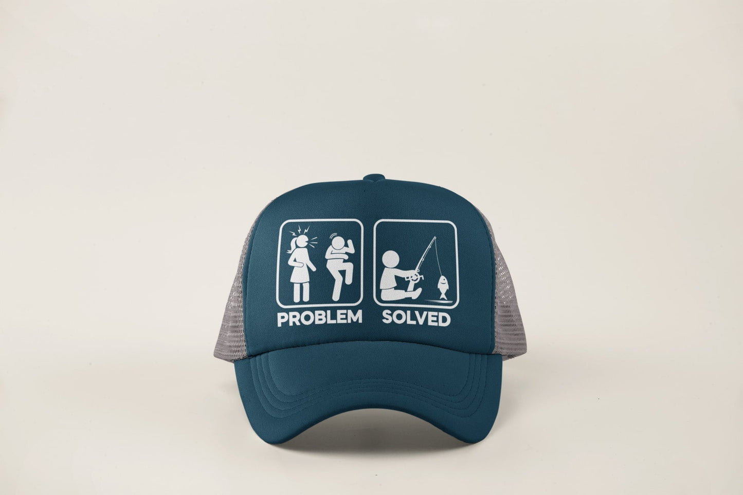 Funny Fishing Cap Problem Solved with nagging wife partner graphic TruGalaxy Tees
