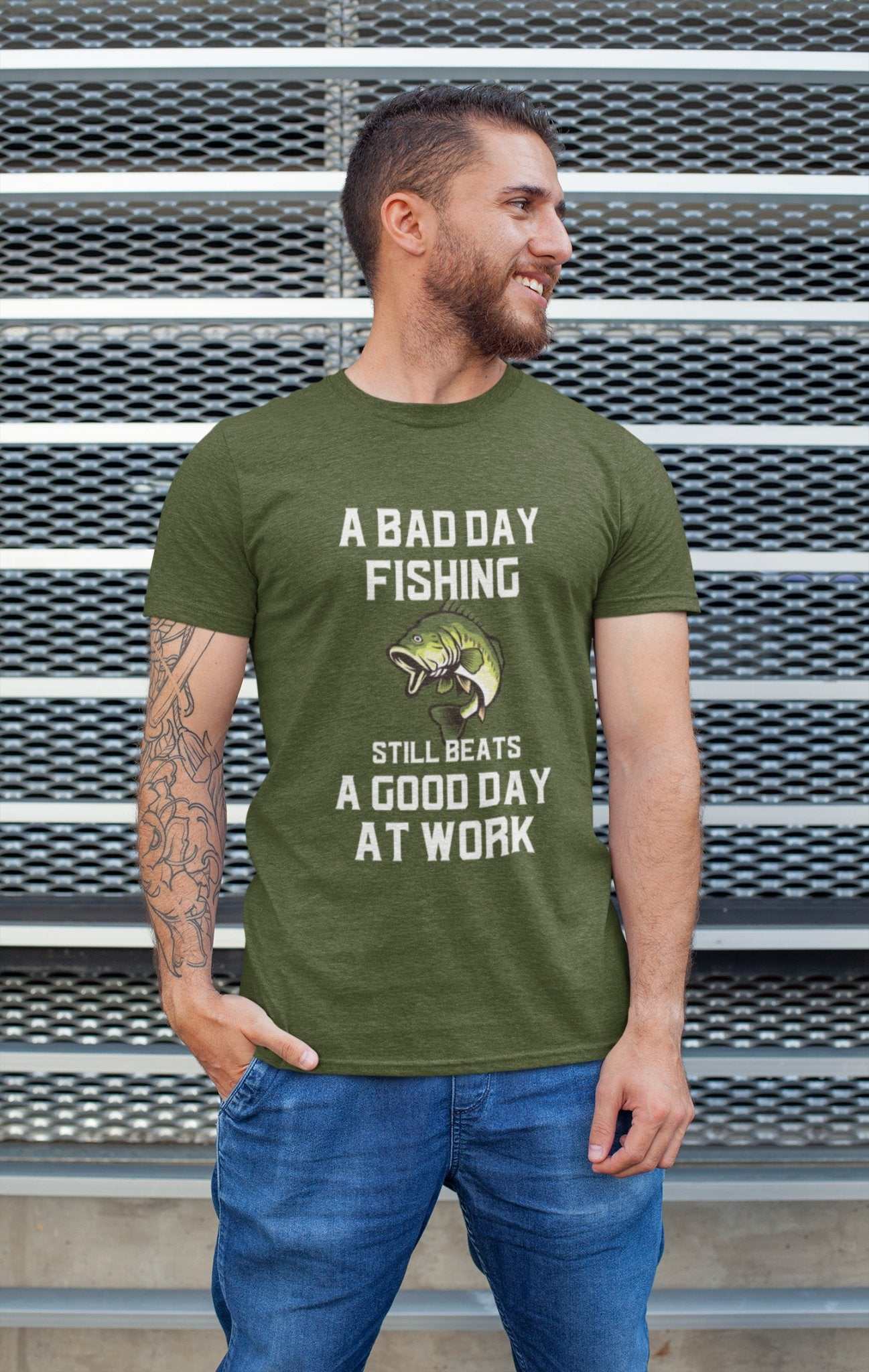 Funny Fishing T Shirt A Bad Days Fishing Sill Beats A Good Day At WorkGalaxy Tees