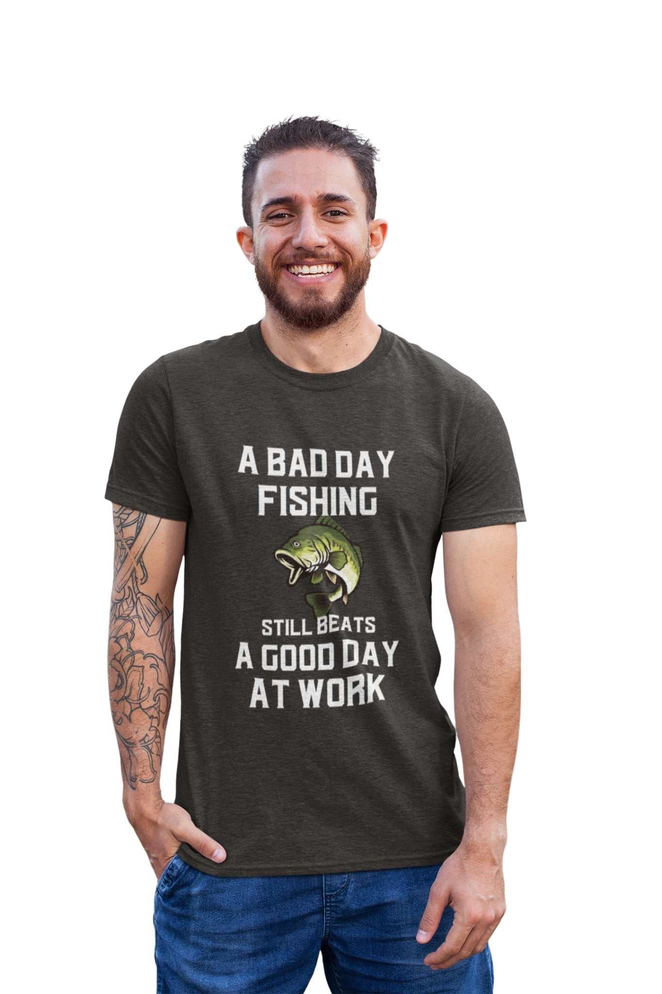 Funny Fishing T Shirt A Bad Days Fishing Sill Beats A Good Day At WorkGalaxy Tees