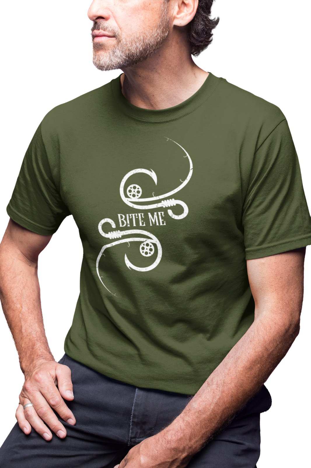 Funny Fishing T Shirt BITE ME Hooks Sarcastic Gift For Fisherman AngleGalaxy Tees