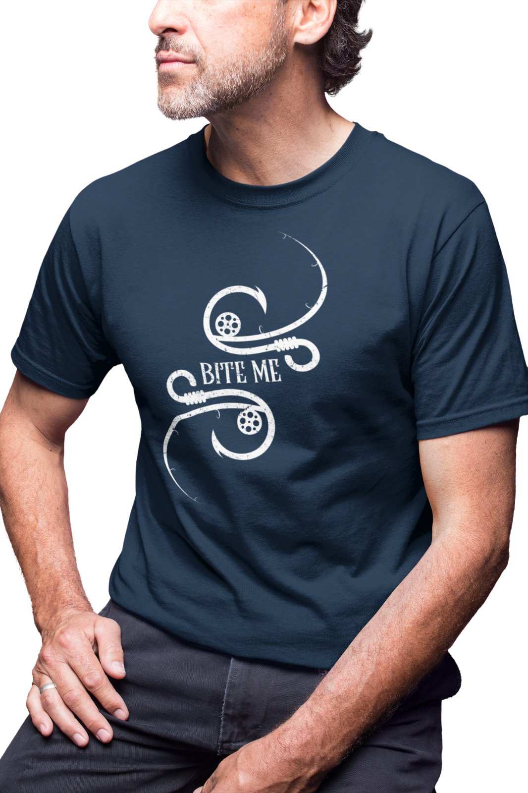 Funny Fishing T Shirt BITE ME Hooks Sarcastic Gift For Fisherman AngleGalaxy Tees