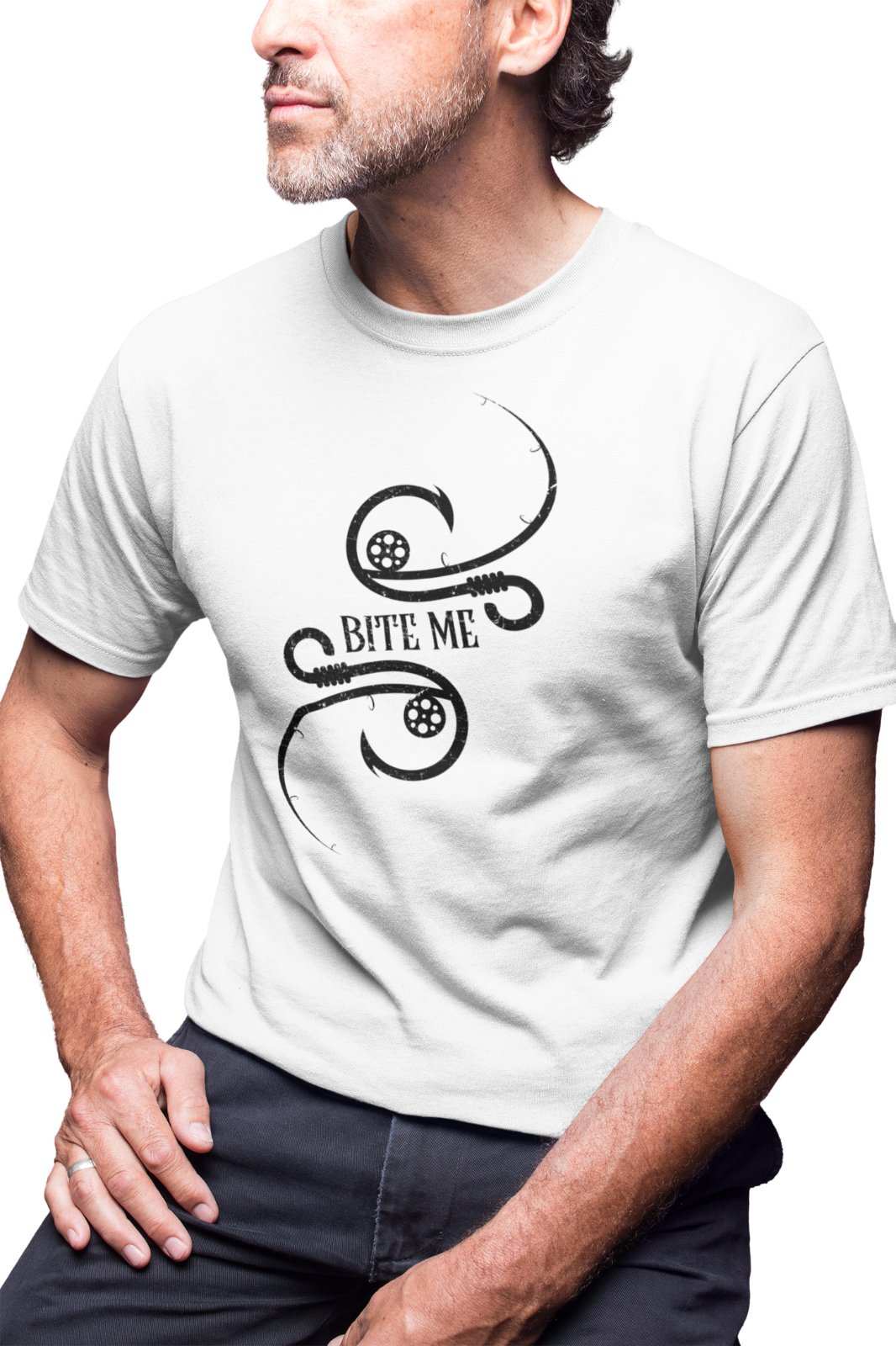 Funny Fishing T Shirt BITE ME Hooks Sarcastic Gift For Fisherman AngleGalaxy Tees
