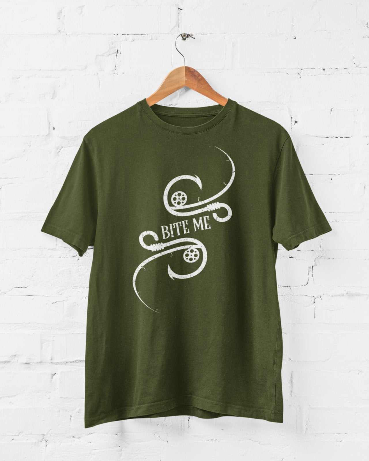 Funny Fishing T Shirt BITE ME Hooks Sarcastic Gift For Fisherman AngleGalaxy Tees
